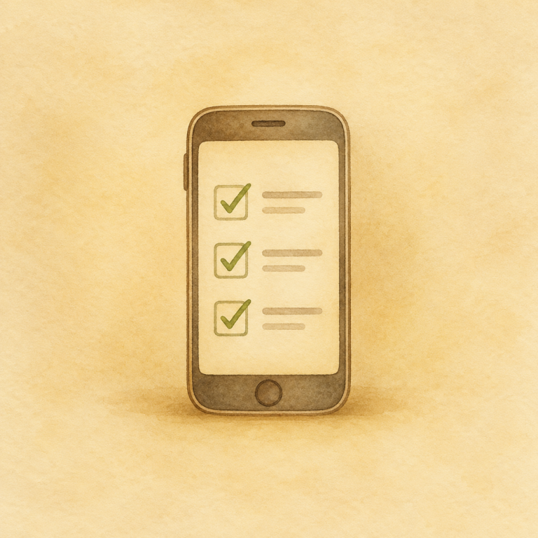 Smartphone mit Checkliste als Symbol für die digitale Anamnese