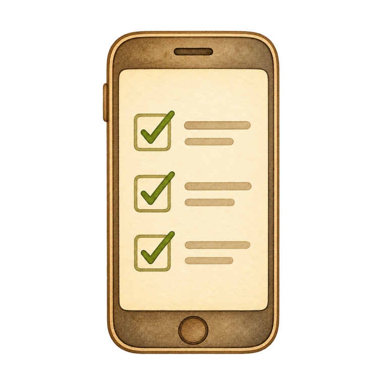 Smartphone mit Checkliste als Symbol für digitale Anamnese und Futtertagebuch